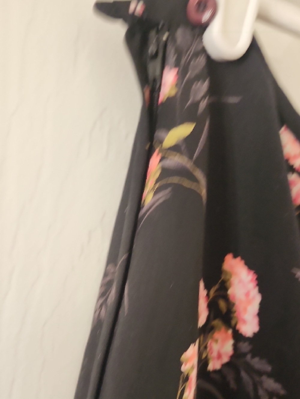 Liz Claiborne Black Boho Skirt with Pink Floral Print - Picture 5 of 7
